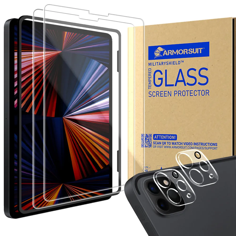 [2 Pack] ArmorSuit designed for iPad Pro 12.9 Inch (2020) (2021) Tempered Glass Screen Protector   [2 Pack] Camera Lens Protector