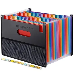 24 Pocket Expanding File Folder with Cloth Edge Wrap, Letter Size Organizer Expandable Accordion A4 Files Bag