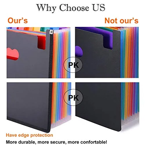 24 Pocket Expanding File Folder with Cloth Edge Wrap, Letter Size Organizer Expandable Accordion A4 Files Bag