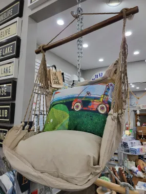 4 piece Swing Set - Latte Solid with Golf Cart pillow