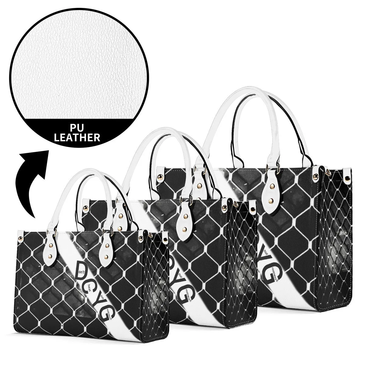 45 Dgr Black Logo & Black Screen Multiple Sizes Upgraded Luxury Women PU Leather Handbag