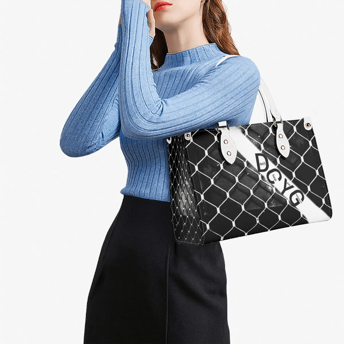 45 Dgr Black Logo & Black Screen Multiple Sizes Upgraded Luxury Women PU Leather Handbag