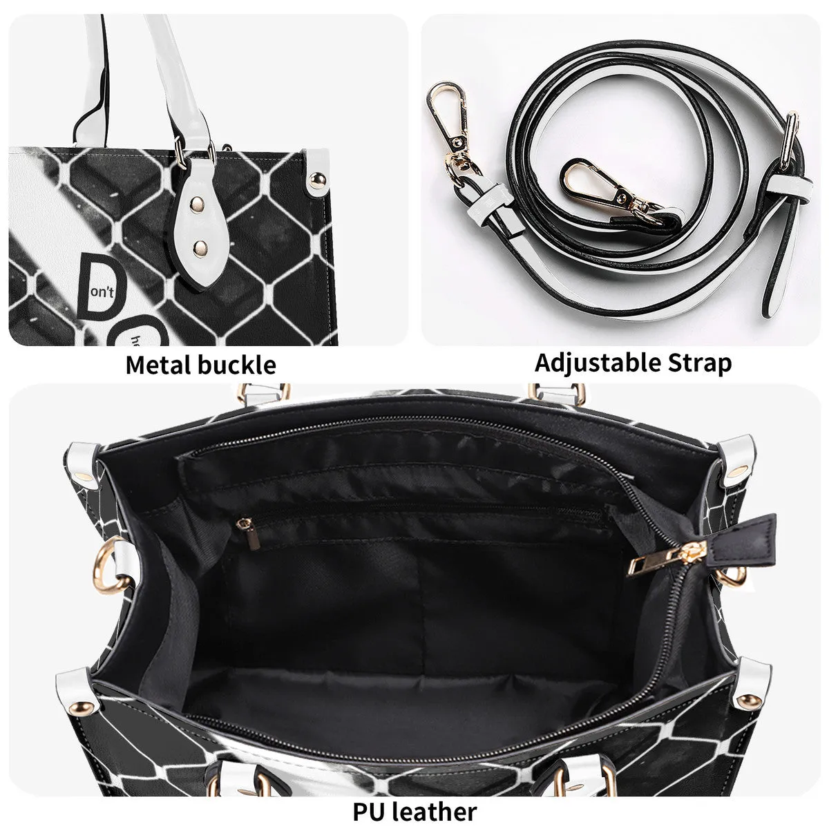 45 Dgr Black Logo & Black Screen Multiple Sizes Upgraded Luxury Women PU Leather Handbag