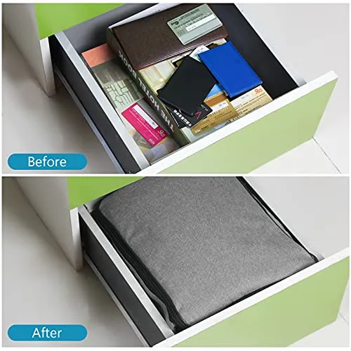 AHXNBDR Safe Document Organizer Box with Handle for Home Office, File Organizer Bag with Lock, Portable Document Storage Bags, Multi-Layer Important File case for Travel Passport, Certificates, Grey