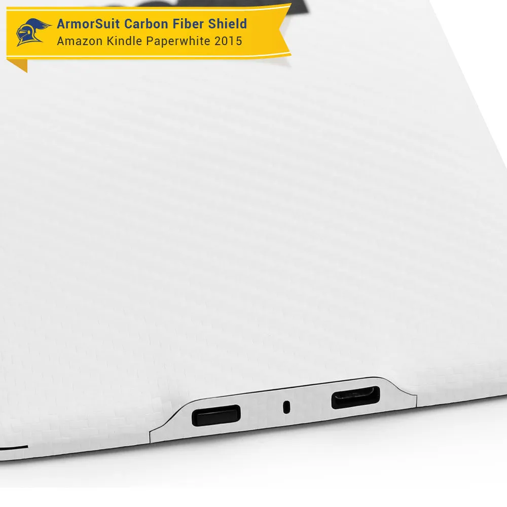 Amazon Kindle Paperwhite (2015) Anti-Glare (Matte) Screen Protector    White Carbon Fiber Skin