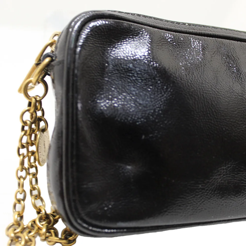 Authentic YSL Yves Saint Laurent Black Patent Leather Cosmestic Pouch Case Bag