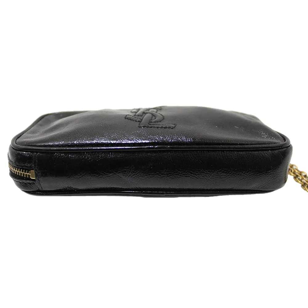 Authentic YSL Yves Saint Laurent Black Patent Leather Cosmestic Pouch Case Bag