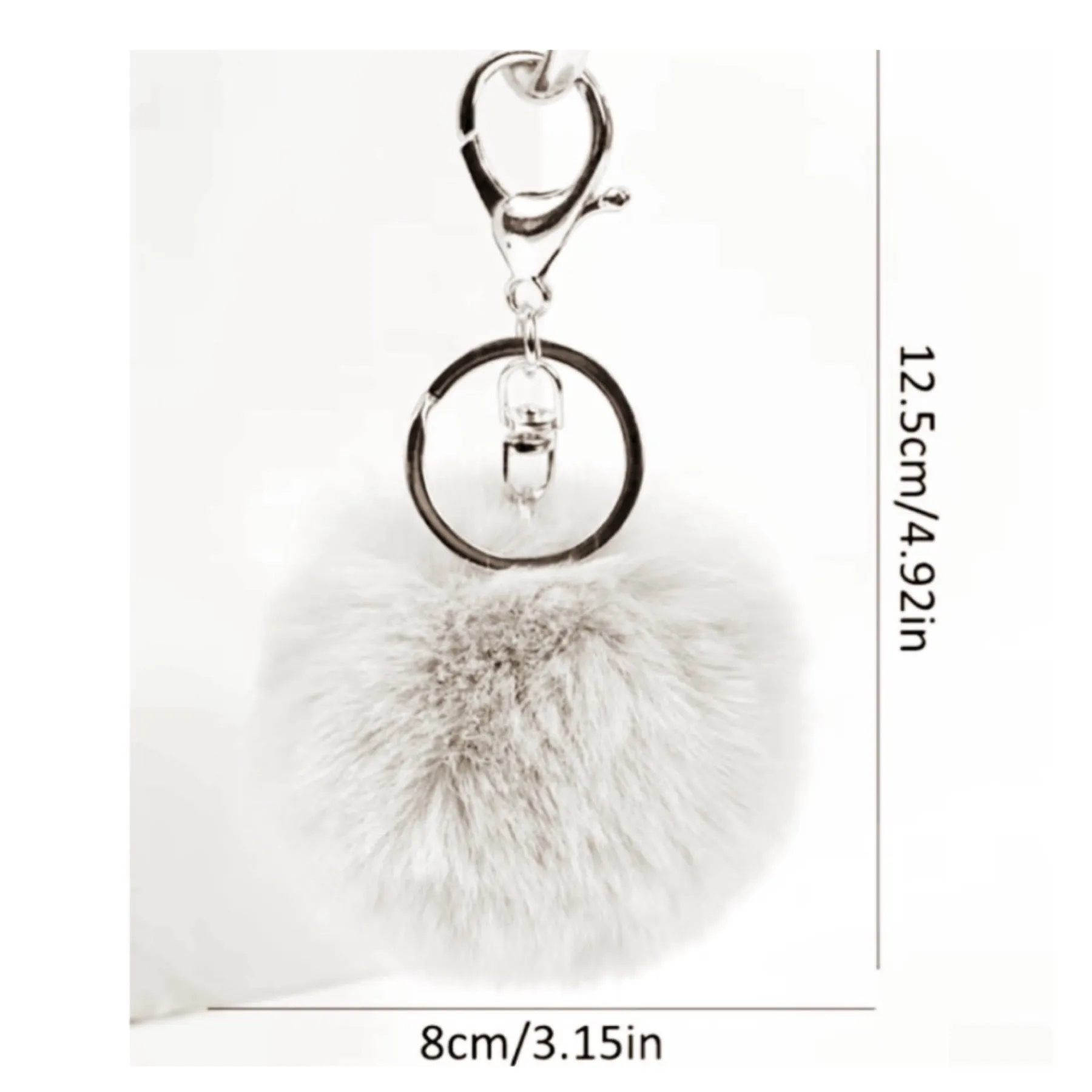 Baby Blue Soft Faux Fur Pom Pom Keychain Bag Charm