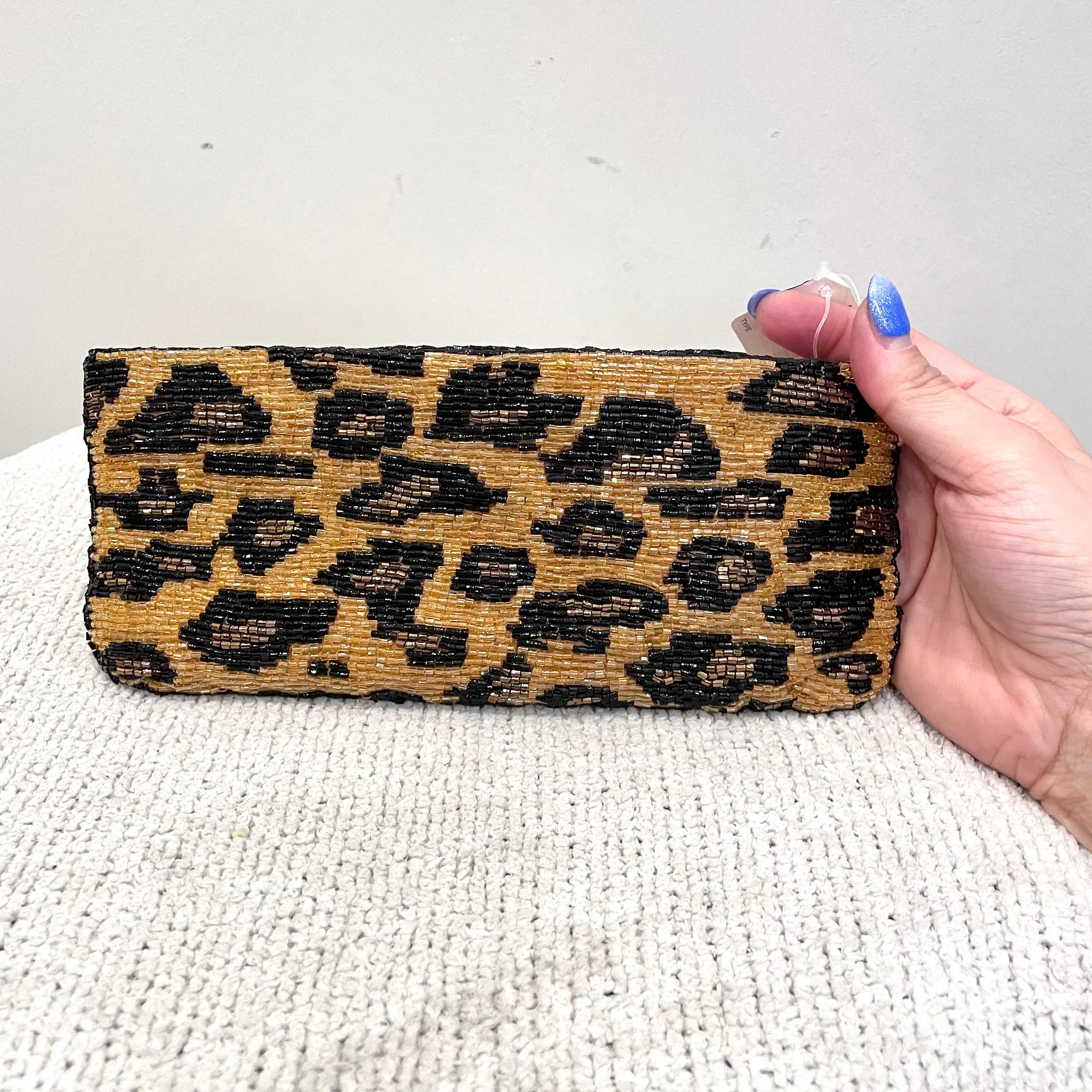 Beaded Leopard Clutch Bag
