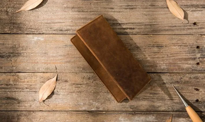 Bifold long wallet Mens long Wallet Leather Wallet Bifold Long Wallets for Men