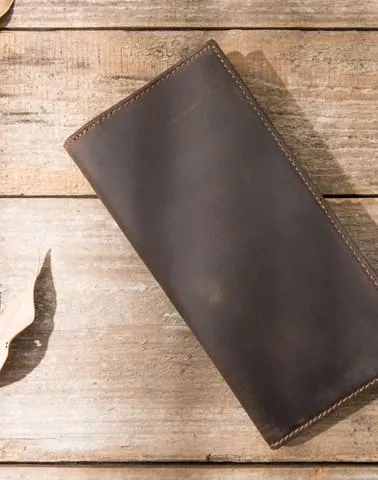 Bifold long wallet Mens long Wallet Leather Wallet Bifold Long Wallets for Men