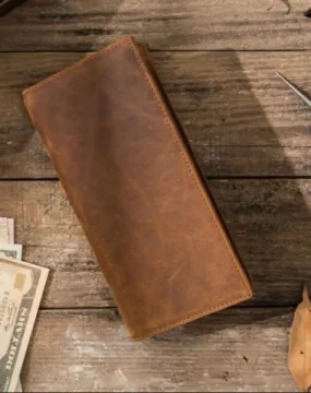 Bifold long wallet Mens long Wallet Leather Wallet Bifold Long Wallets for Men