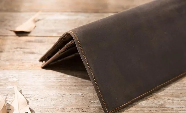 Bifold long wallet Mens long Wallet Leather Wallet Bifold Long Wallets for Men