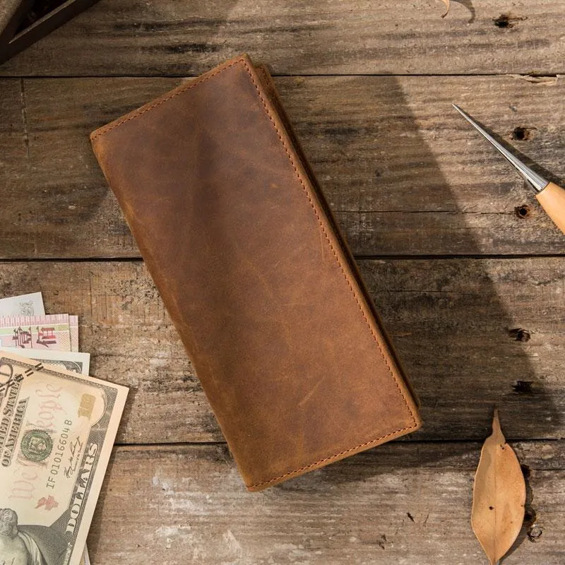 Bifold long wallet Mens long Wallet Leather Wallet Bifold Long Wallets for Men