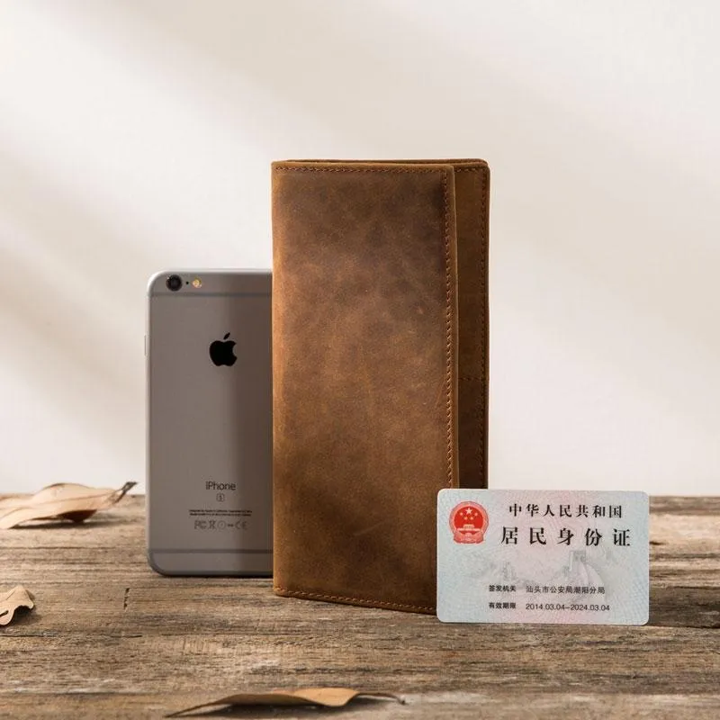 Bifold long wallet Mens long Wallet Leather Wallet Bifold Long Wallets for Men
