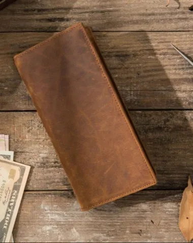 Bifold long wallet Mens long Wallet Leather Wallet Bifold Long Wallets for Men