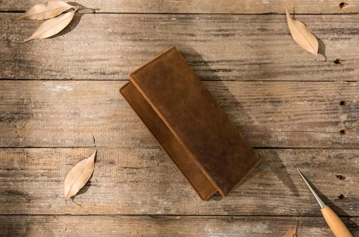 Bifold long wallet Mens long Wallet Leather Wallet Bifold Long Wallets for Men