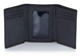 Black Trifold Leather Wallet With RFID Blocking and ID Window
