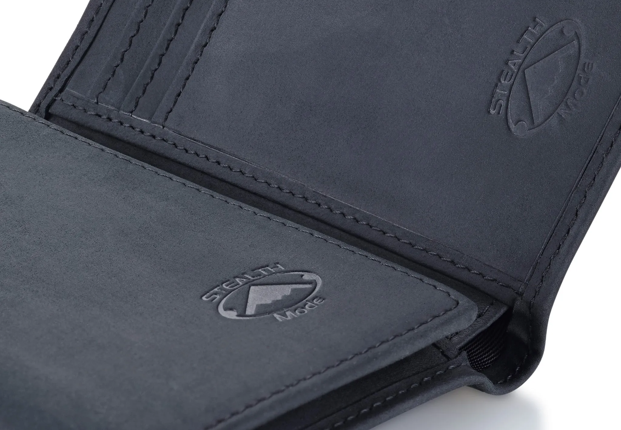 Black Trifold Leather Wallet With RFID Blocking and ID Window