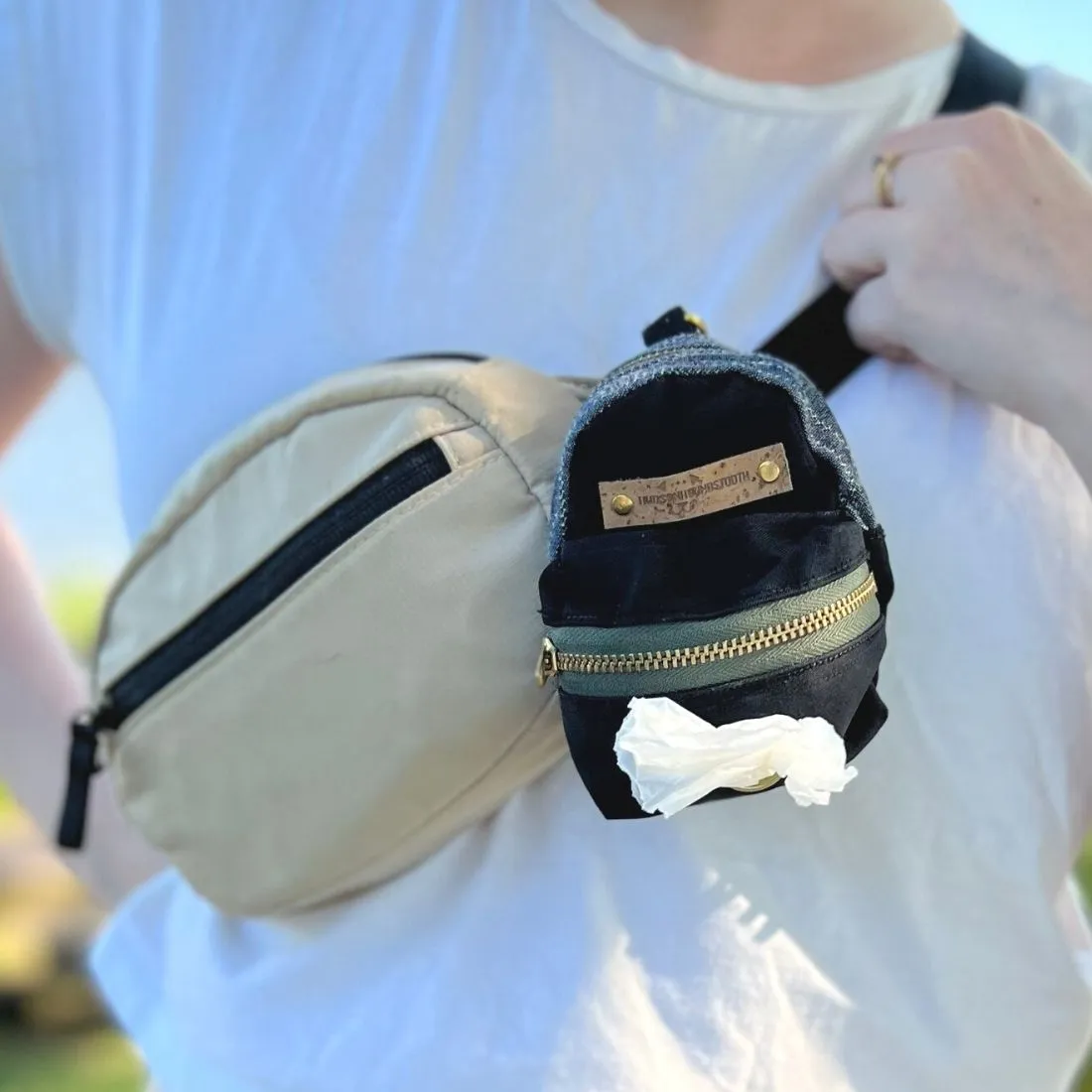 Black Twill & Denim Backpack