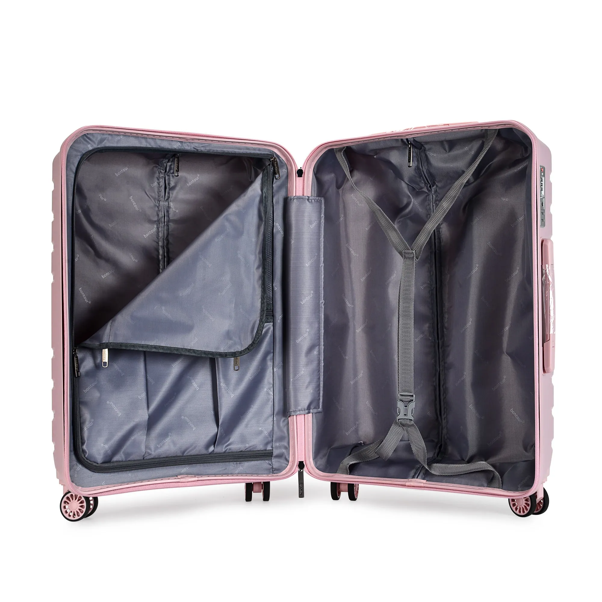 Bontour 'Charm' 4-wheeled cabin suitcase with TSA lock, 55x40x20cm, pink