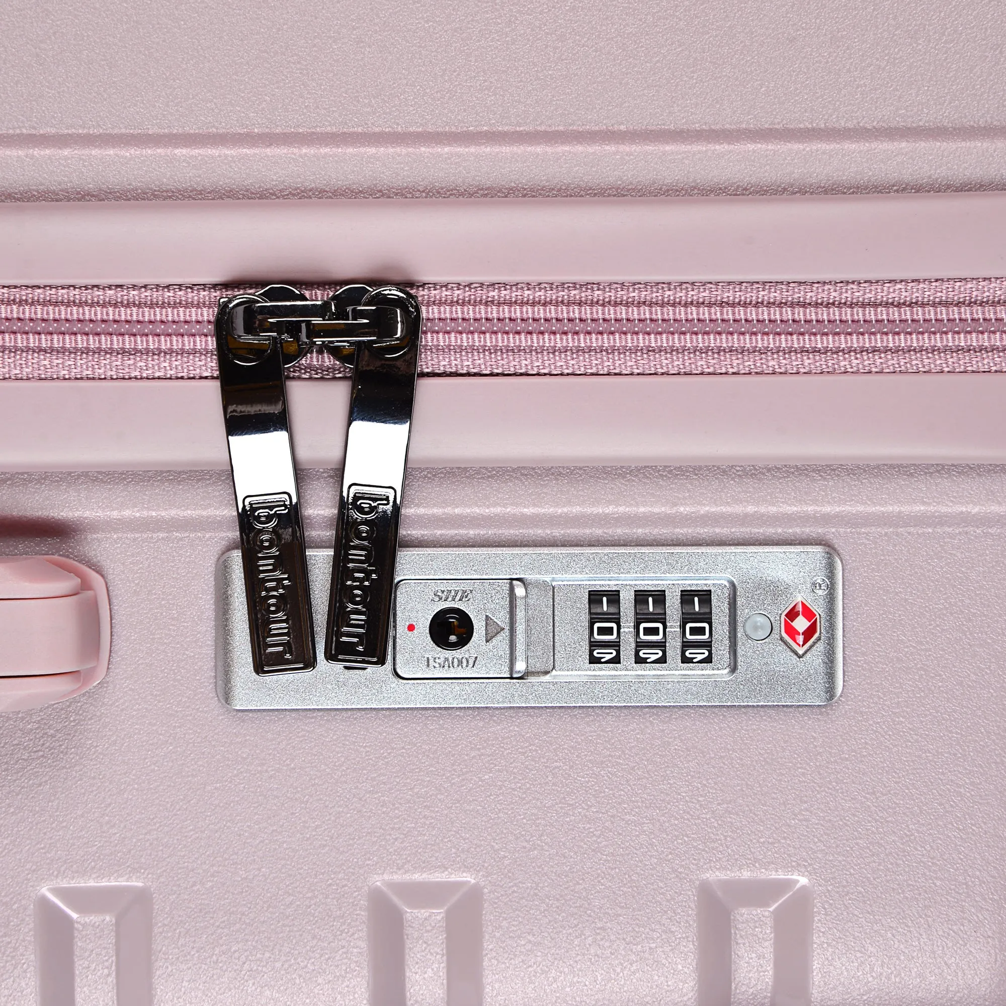 Bontour 'Charm' 4-wheeled cabin suitcase with TSA lock, 55x40x20cm, pink