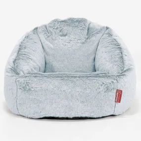 Bubble Bean Bag Chair - Fluffy Faux Fur Rabbit Dusty Blue