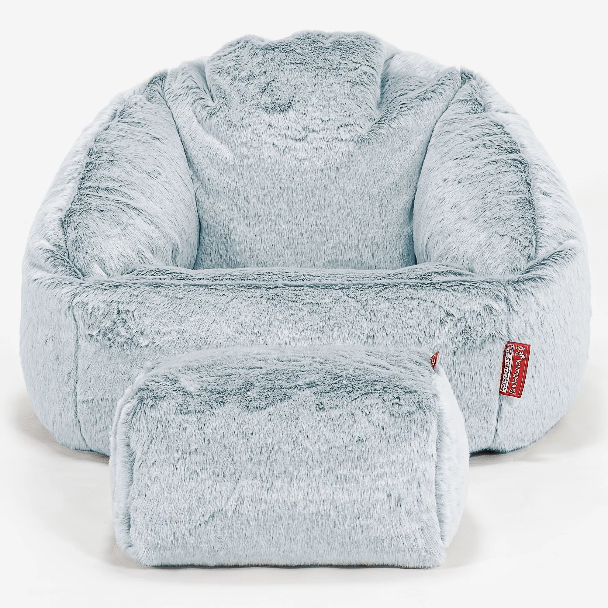 Bubble Bean Bag Chair - Fluffy Faux Fur Rabbit Dusty Blue