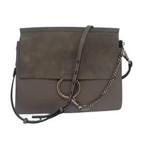 Chloe Faye Suede-Trimmed Shoulder Bag