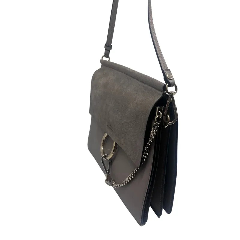 Chloe Faye Suede-Trimmed Shoulder Bag