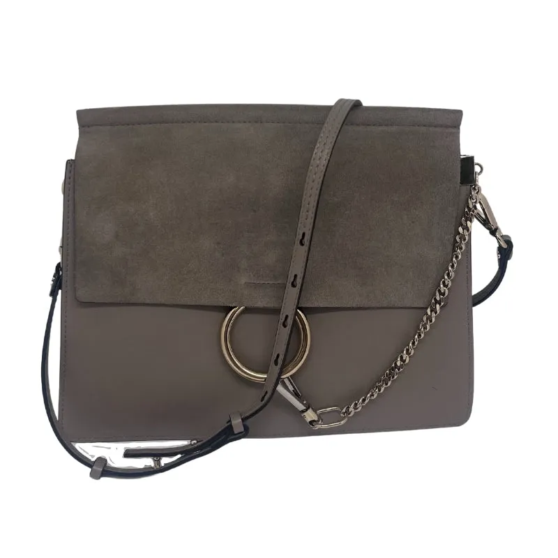 Chloe Faye Suede-Trimmed Shoulder Bag