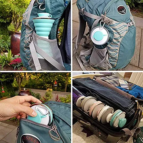 Collapsible Water Bottle, Camping Cup With Carabine