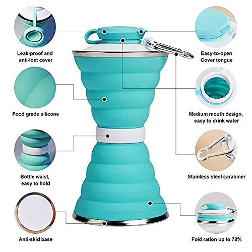 Collapsible Water Bottle, Camping Cup With Carabine