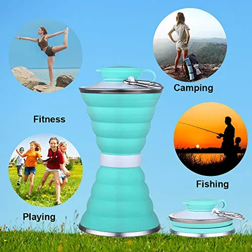 Collapsible Water Bottle, Camping Cup With Carabine