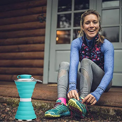Collapsible Water Bottle, Camping Cup With Carabine
