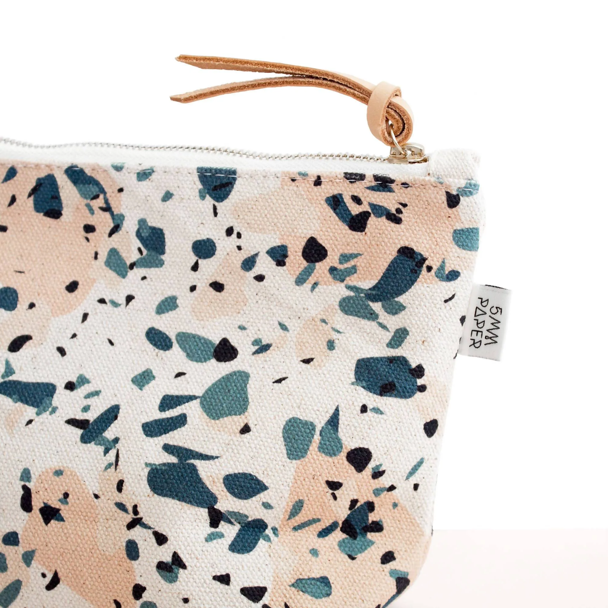Cotton Canvas Cosmetic / Make-up Bag - Terrazzo Blue Peach II