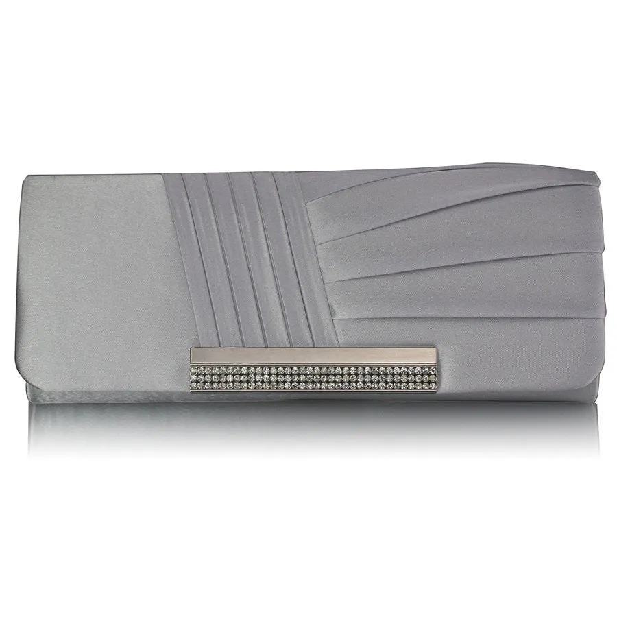 Donna Satin and Crystal Clutch Handbag