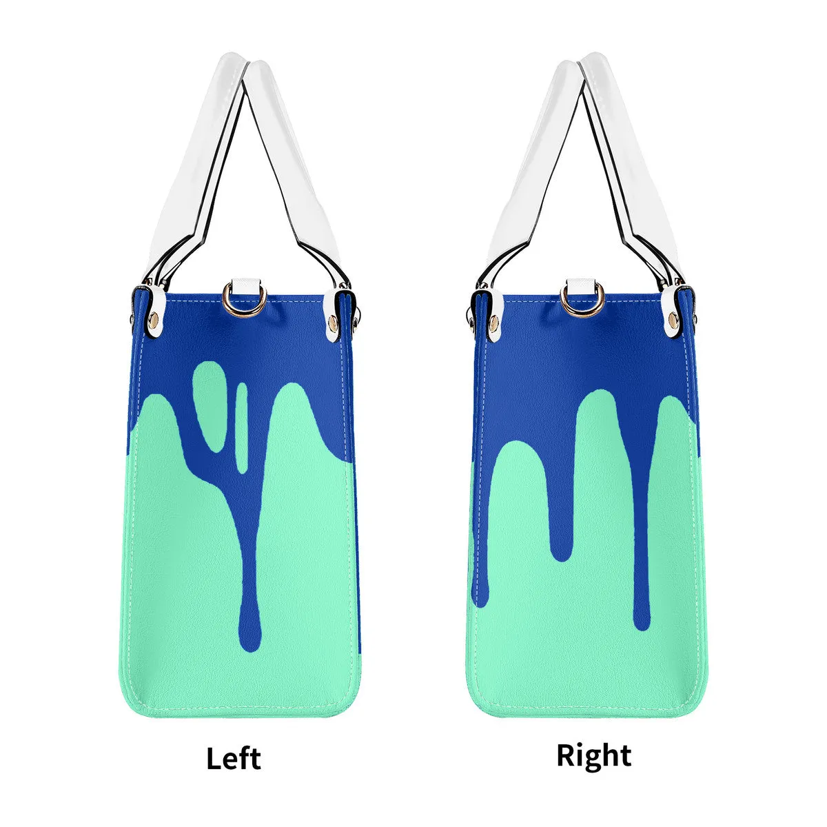 DRIP Blue Logo & Turquoise  Multiple Sizes Upgraded Luxury Women PU Leather Handbag
