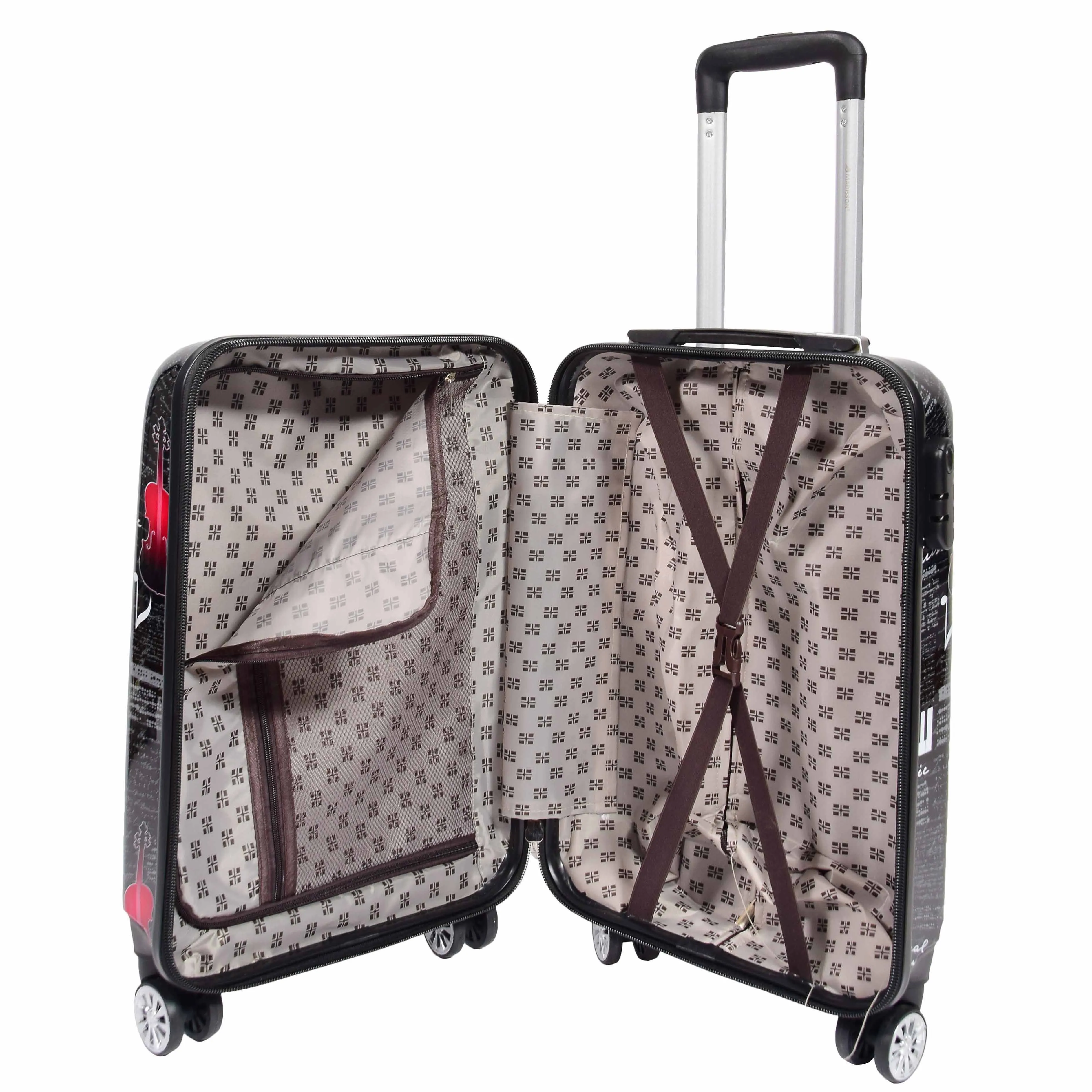 Dual 4 Wheel Luggage Hard Shell Music Print BELMORE