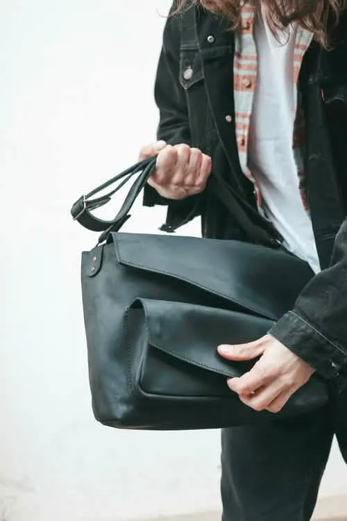 Elegant Artisan Leather Satchel with Adjustable Strap, Perfect Gift for Him