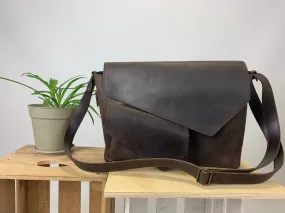 Elegant Artisan Leather Satchel with Adjustable Strap, Perfect Gift for Him