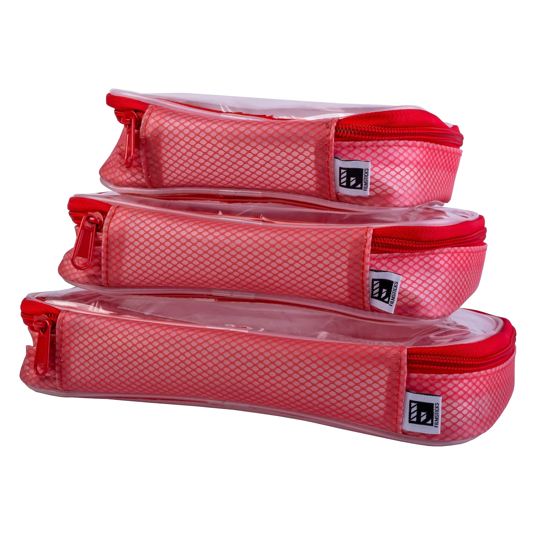 Filmsticks Set of Small, Medium and Large Thermoplastic Polyurethane (TPU) Transparent Cases – Red