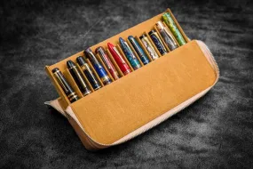 Galen Leather Zippered Magnum Opus Hard 12 Slots Pen Case in Undyed Leather
