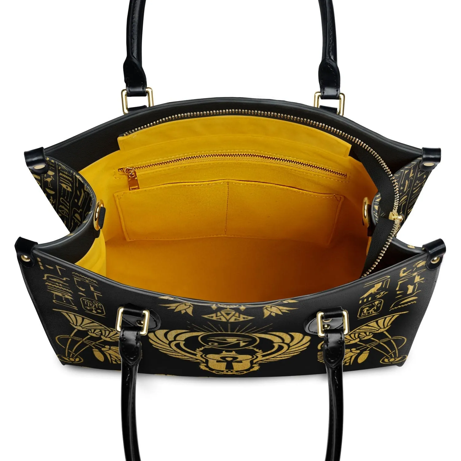 Gold Egyptian Pattern Leather Handbag