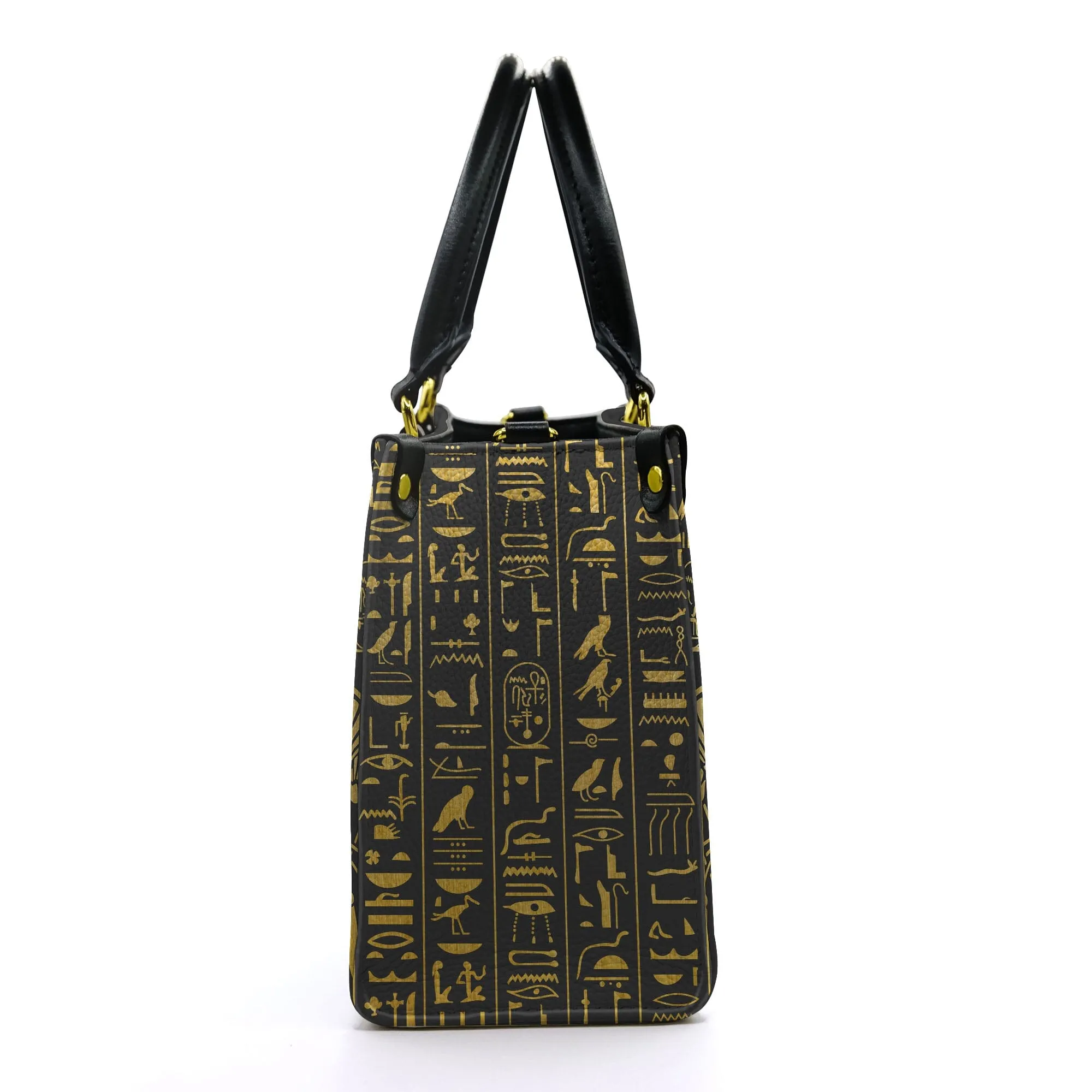 Gold Egyptian Pattern Leather Handbag