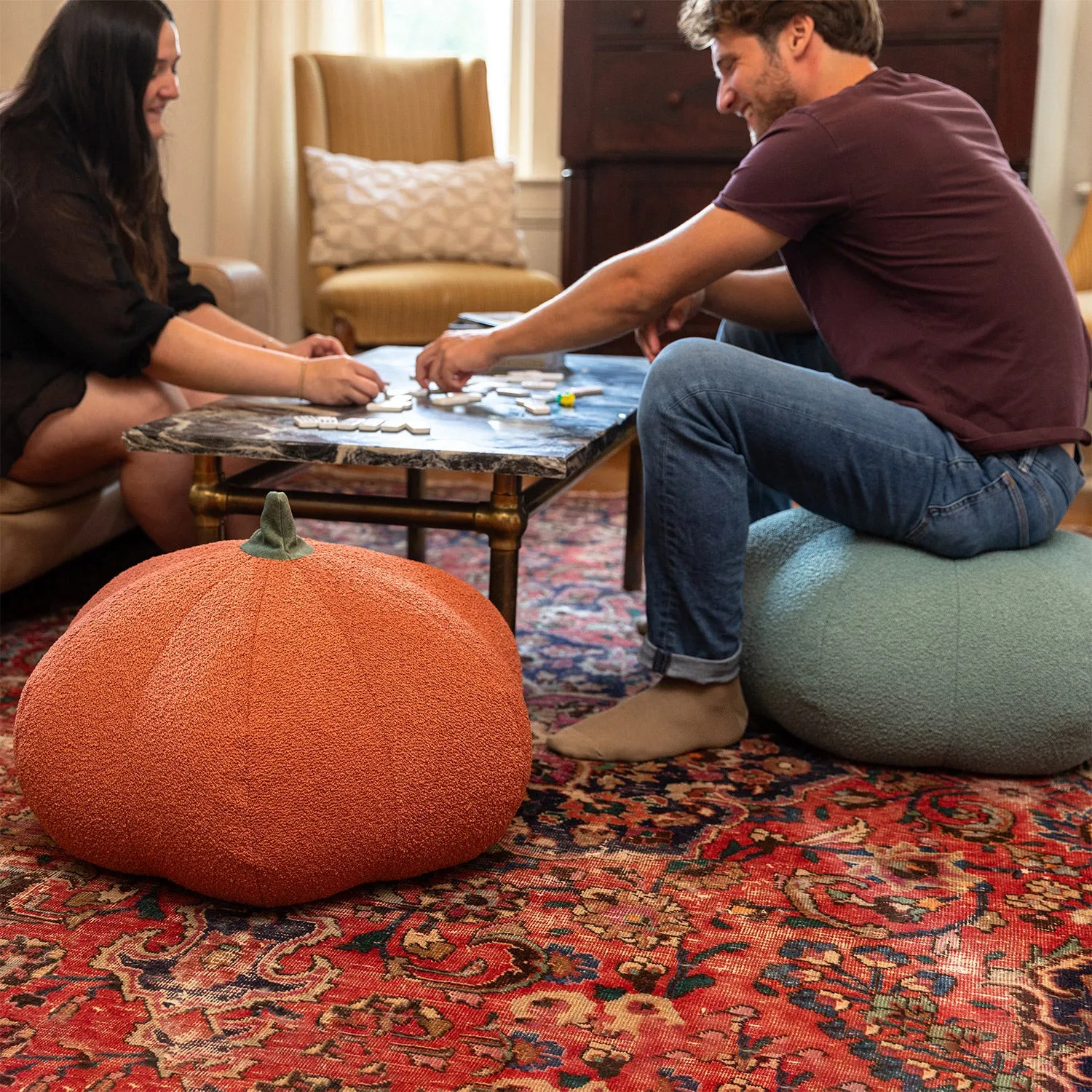 Jaxx Pumpkin Pouf - Luxurious Ottoman for Fall & Halloween Décor