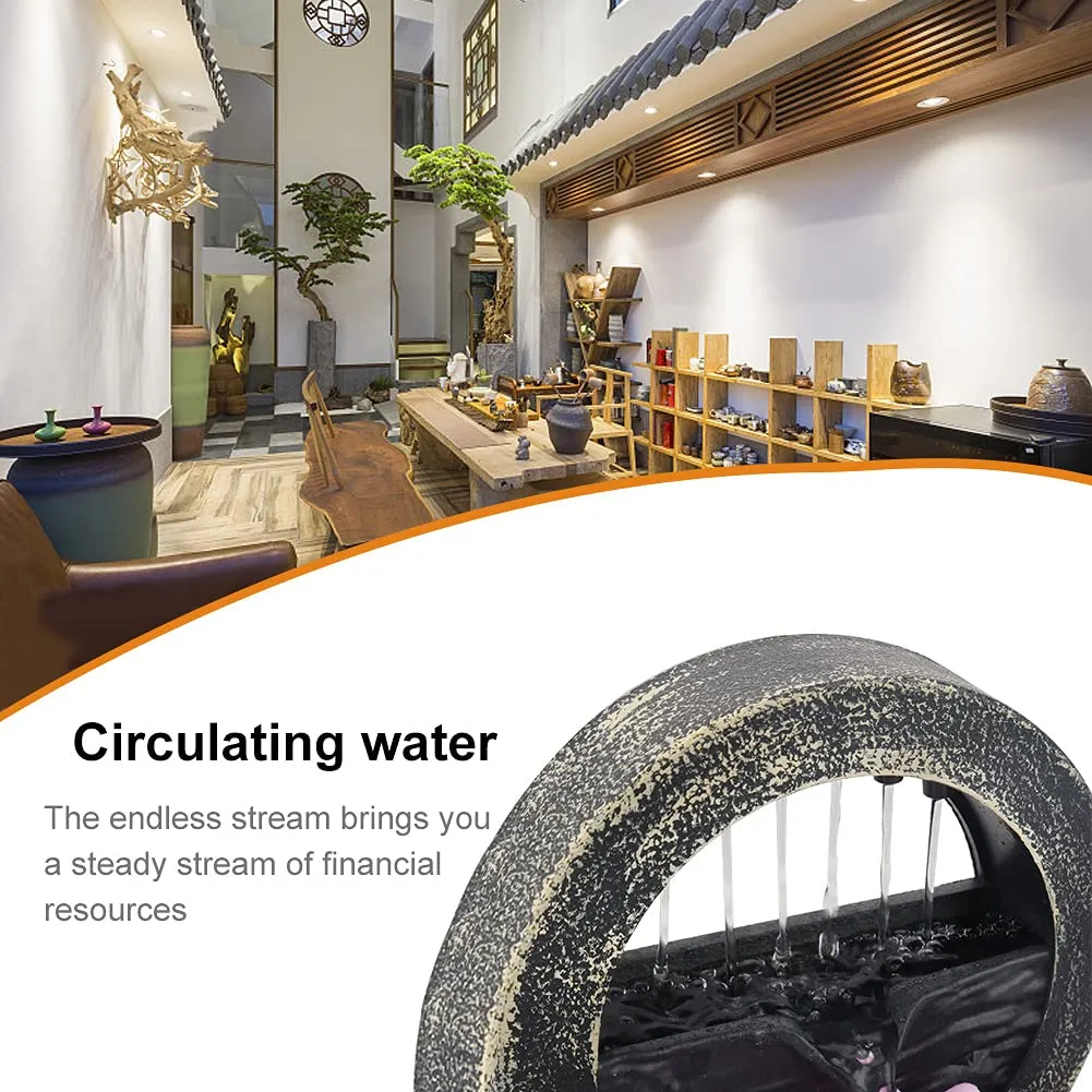 KASCLINO Water Fountain Desktop Decor, Battery Operated Indoor Water Fountain Relaxation Feng Shui Zen Waterfall Fountain for Home Office Ornaments