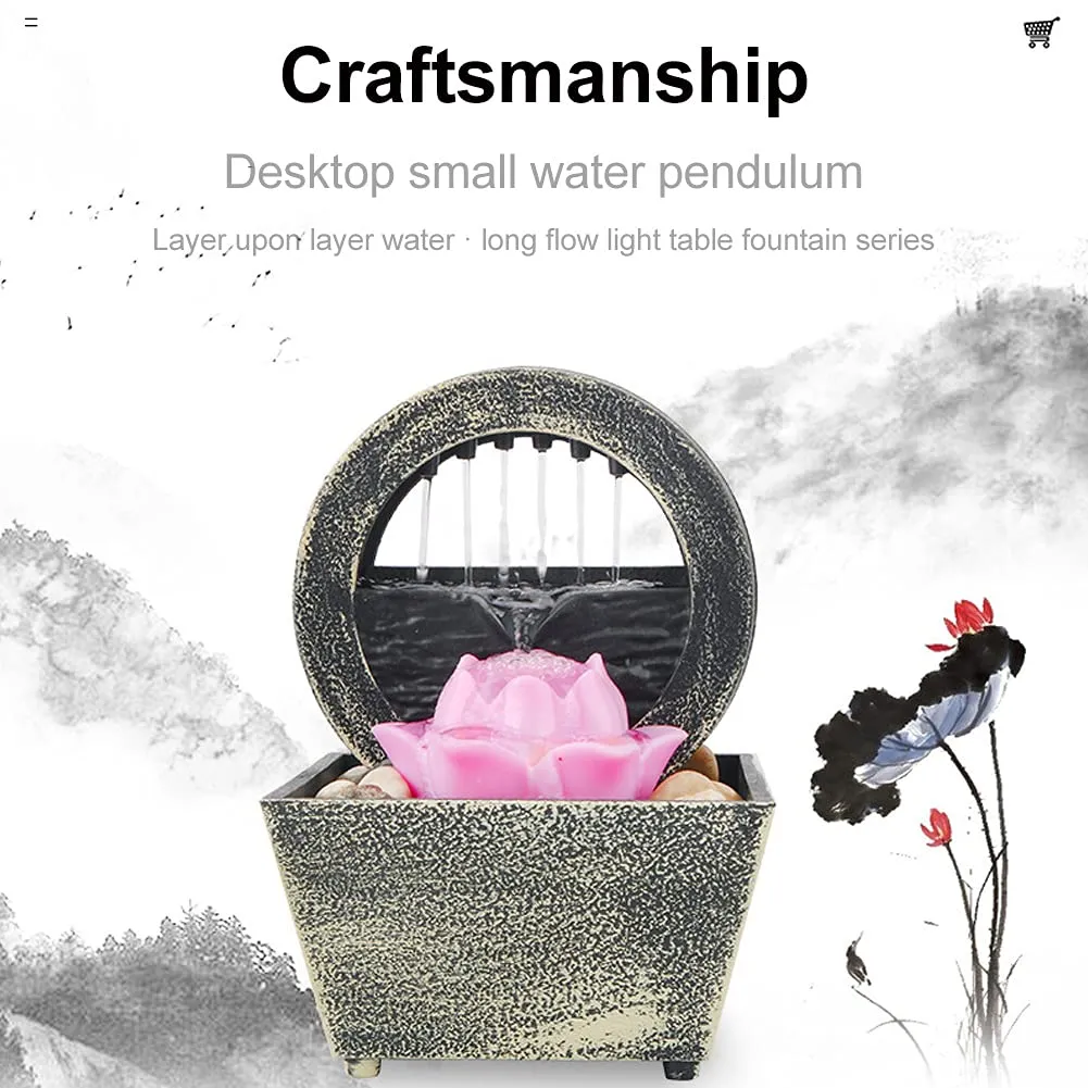 KASCLINO Water Fountain Desktop Decor, Battery Operated Indoor Water Fountain Relaxation Feng Shui Zen Waterfall Fountain for Home Office Ornaments