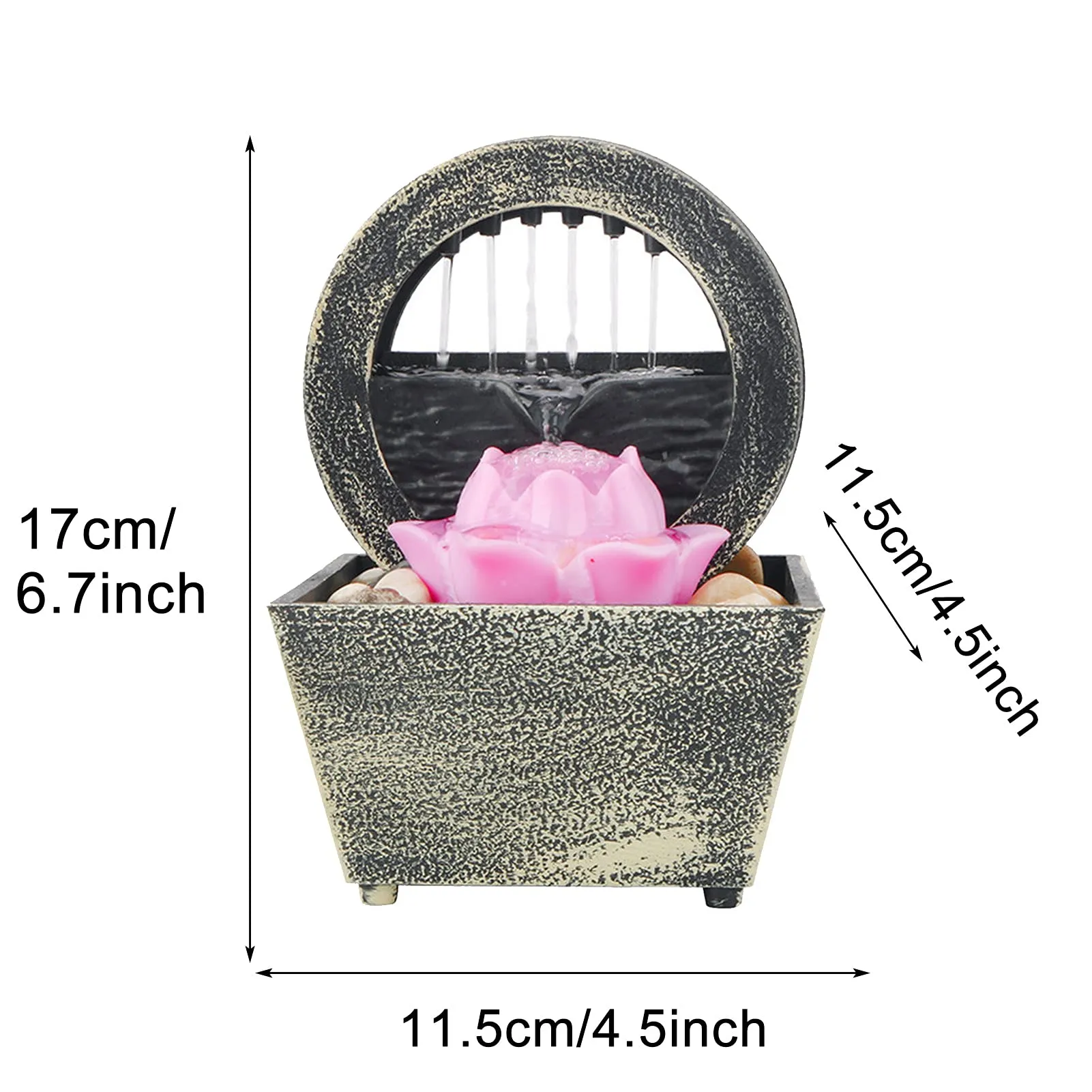 KASCLINO Water Fountain Desktop Decor, Battery Operated Indoor Water Fountain Relaxation Feng Shui Zen Waterfall Fountain for Home Office Ornaments