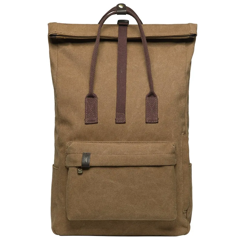 KAUKKO Vintage Canvas Rucksack Laptop Backpack for 12" Notebook for Women Men,School College Backpack (47-2-KHAKI)